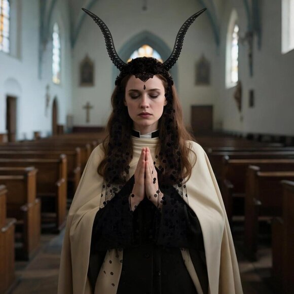 Evil Horns Headband Gothic Accessory Halloween Costume Prop main image 5